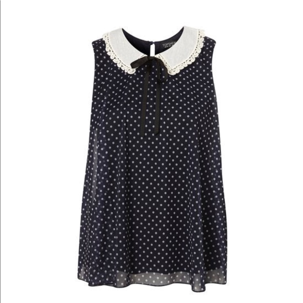 Topshop Polka Dot Collared Top